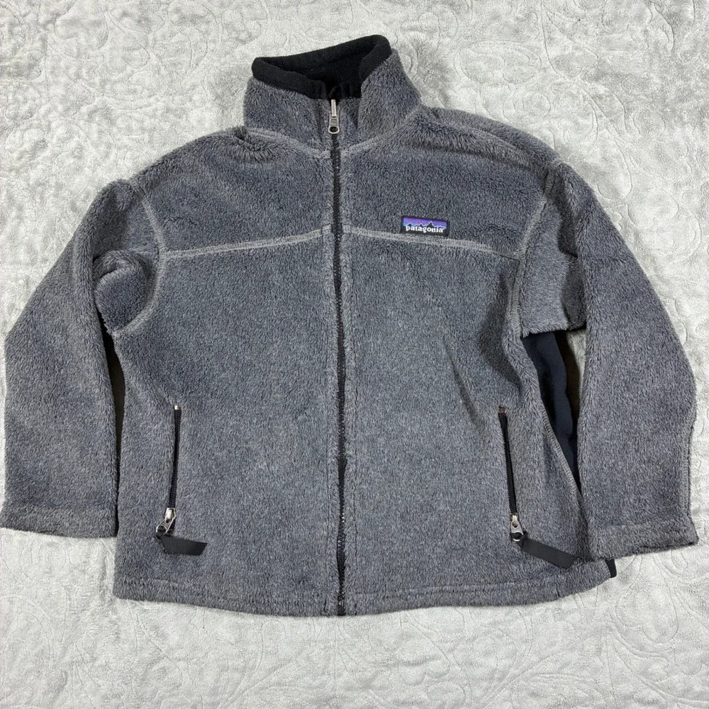 Patagonia Kids Fleece Full Zip Jacket Size S Gray Retro Pile Camping Hiking